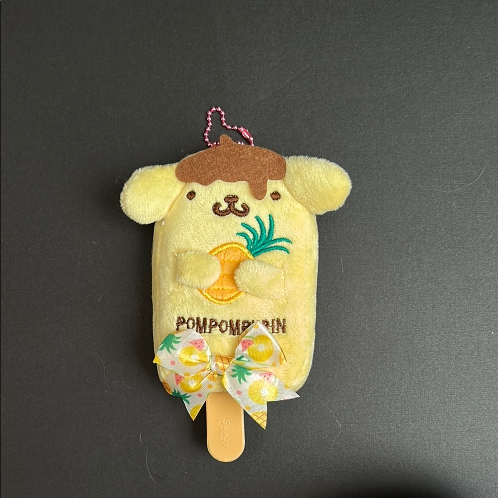 Sanrio Pompompurin plush popsicle keychain